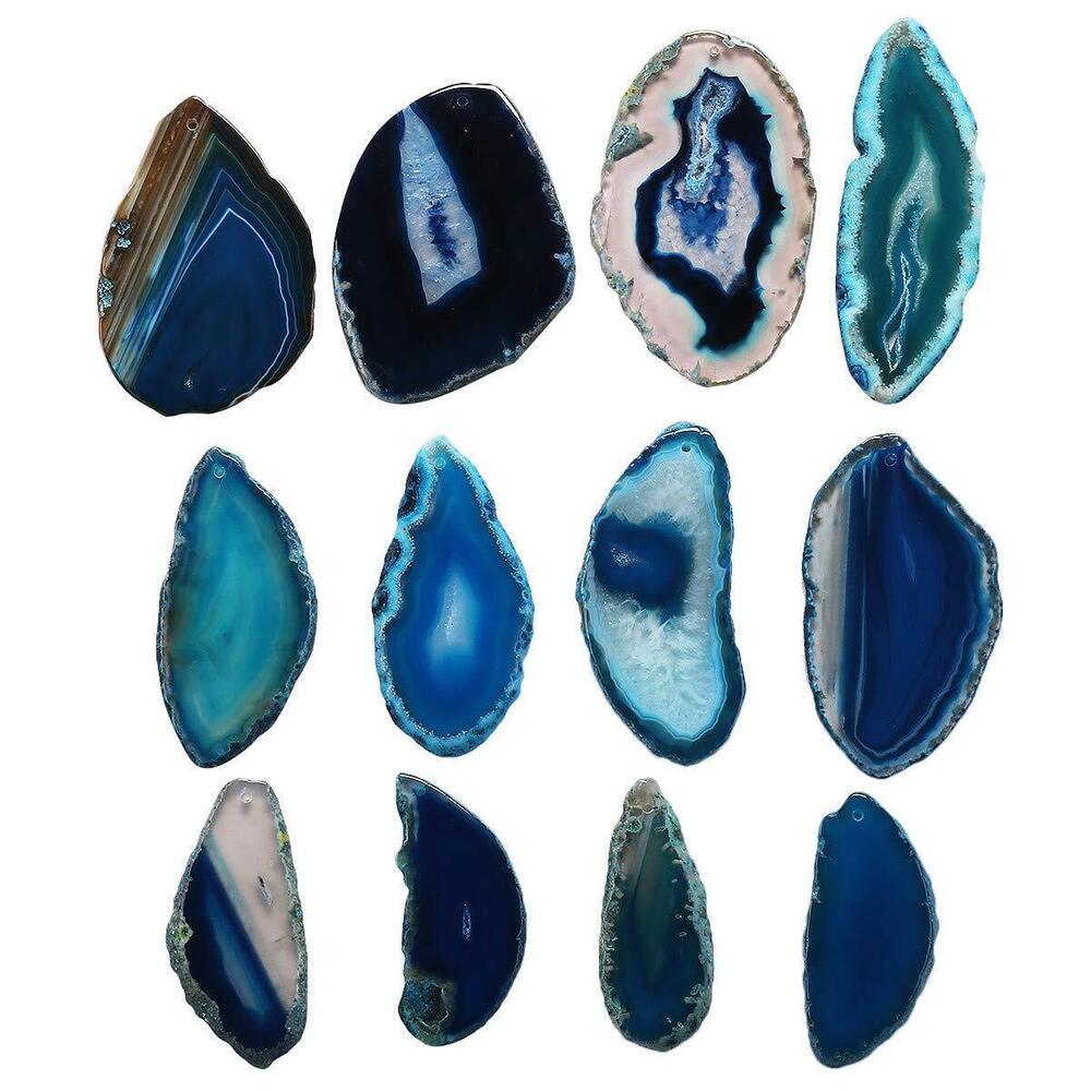 5662 Polished Agate Slices Geode Top Drilled Pendant Slice for Jewelry